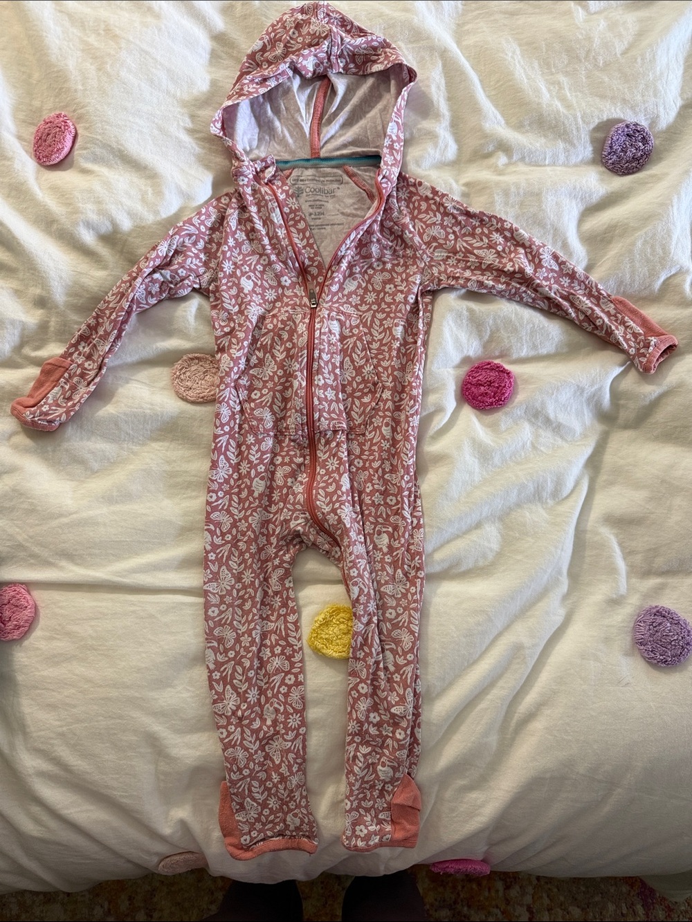 Coolibar Pink Floral Hooded Footie One-Piece